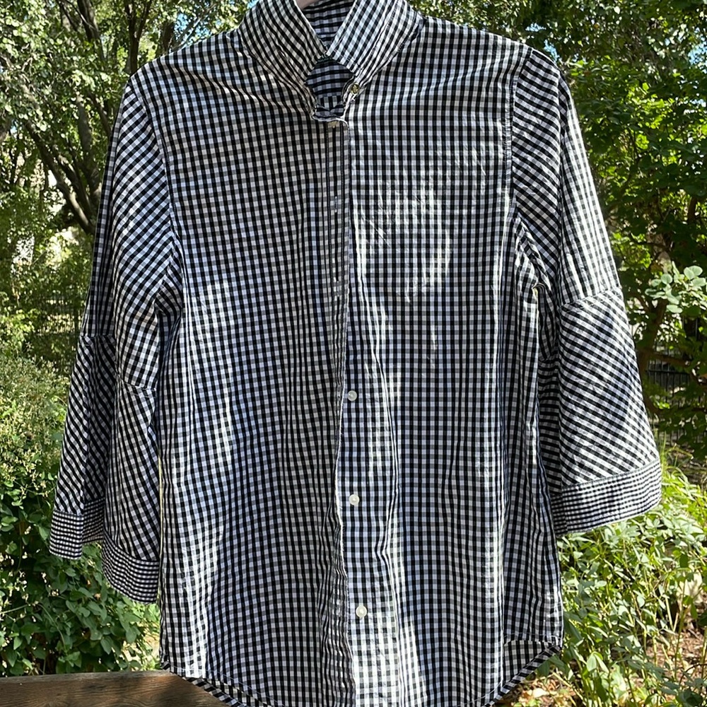 EUC Ralph Lauren black white checked gingham blouse.   Size Medium.